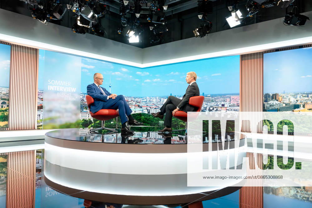ARD Summer Interview, Federal Chancellor, Friedrich Merz, Berlin, ARD Summer Interview, Federal Chancellor, Friedrich Merz, CDU, Host, Markus Preiß, ARD Berlin Capital Studio, Berlin, GER