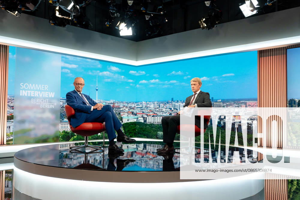 ARD Summer Interview, Federal Chancellor, Friedrich Merz, Berlin, ARD Summer Interview, Federal Chancellor, Friedrich Merz, CDU, Host, Markus Preiß, ARD Berlin Capital Studio, Berlin, GER