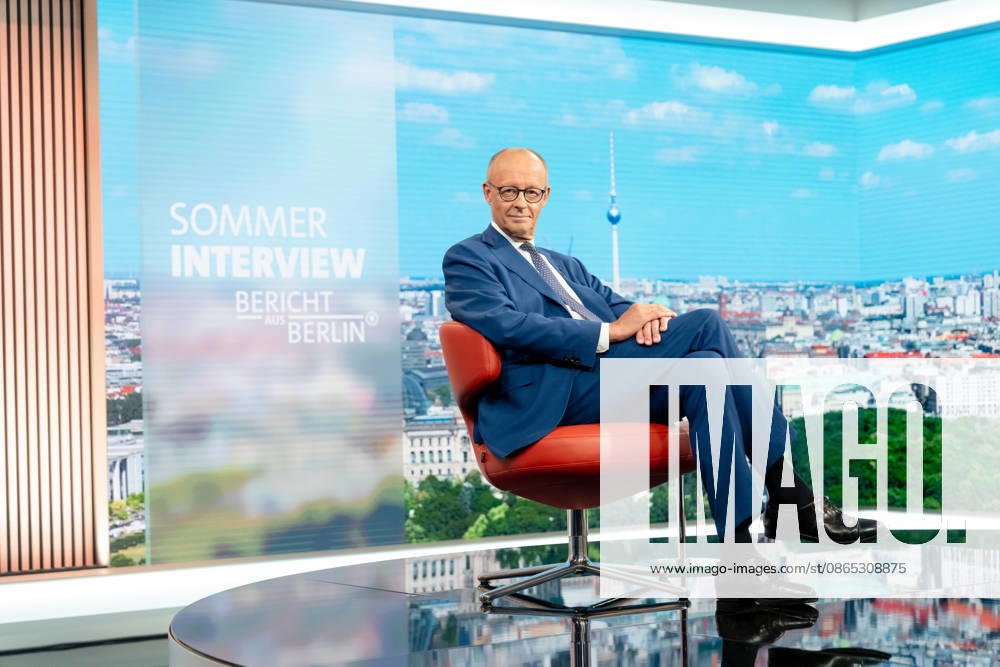 ARD Summer Interview, Federal Chancellor, Friedrich Merz, Berlin, ARD Summer Interview, Federal Chancellor, Friedrich Merz, CDU, Host, Markus Preiß, ARD Berlin Capital Studio, Berlin, GER