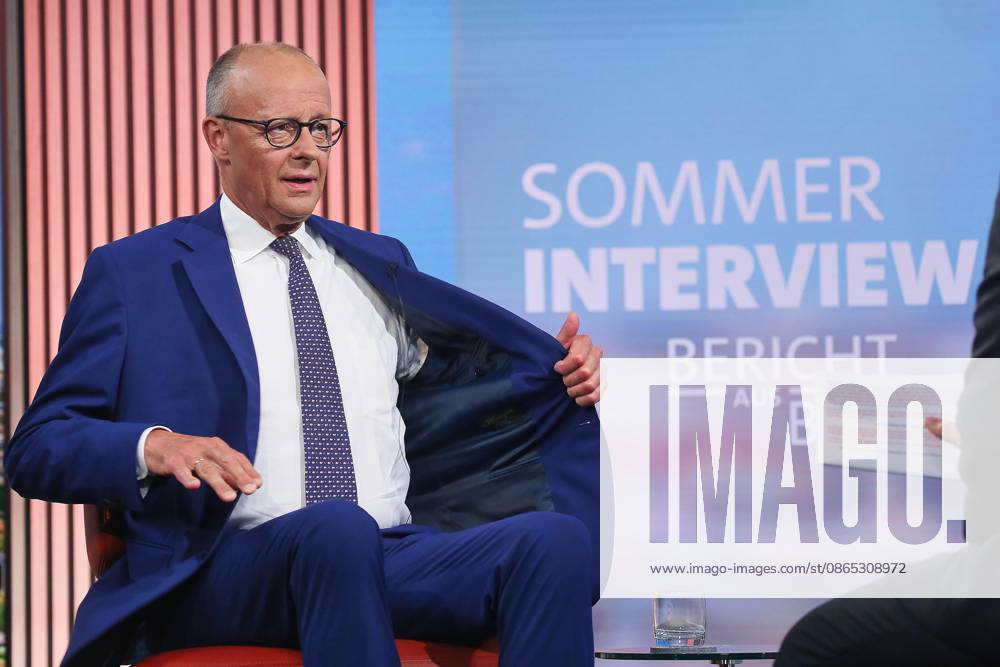 Berlin, Germany, August 30, 2026—ARD Capital Studio Summer Interview with Chancellor Friedrich Merz (CDU) in the studio