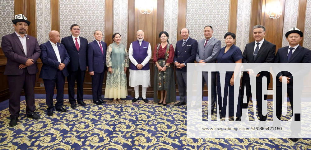 PM Modi in Kyrgyzstan s Bishkek Bishkek Kyrgyzstan , Aug 31 (ANI): Prime Minister Narendra Modi in a group photo with dignitaries from various fields, in Bishkek on Monday. (@narendramodi X ANI Photo) Bishkek Kyrgyzstan