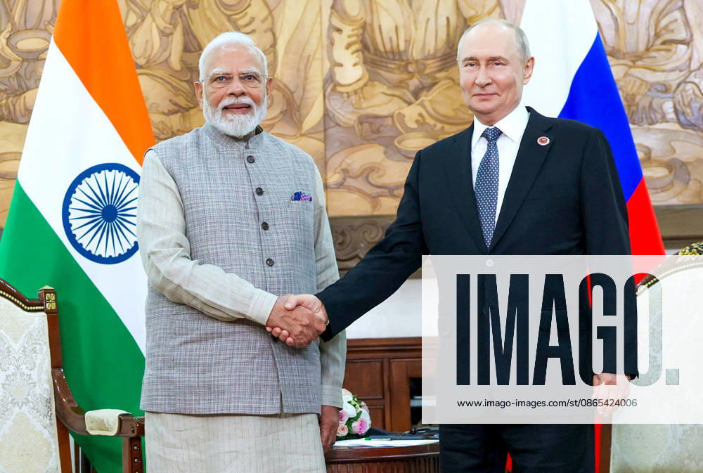 PM Modi meets Russian President Vladimir Putin Bishkek Kyrgyzstan , Aug 31 (ANI): Prime Minister Narendra Modi meets Russian President Vladimir Putin, in Bishkek on Monday. (@PMOIndia X ANI Photo) Bishkek Kyrgyzstan