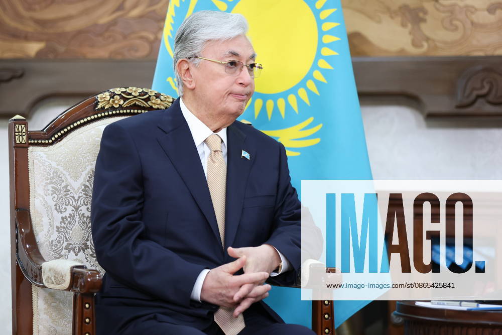 KYRGYZSTAN, BISHKEK - AUGUST 31, 2026: Kassym-Jomart Tokayev, President of Kazakhstan, attendns a meeting with his counterpart Vladimir Putin of Russia on the sidelines of the 2026 SCO Summit. Peter Kovalev TASS 96913518