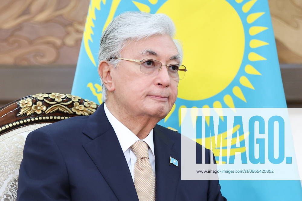 KYRGYZSTAN, BISHKEK - AUGUST 31, 2026: Kassym-Jomart Tokayev, President of Kazakhstan, attendns a meeting with his counterpart Vladimir Putin of Russia on the sidelines of the 2026 SCO Summit. Peter Kovalev TASS 96913803