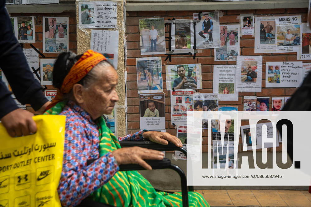 Relatives of missing persons inspect notice boards displayed with photos and details at Tribhuvan University Teaching Hospital in Kathmandu. Hundreds remain unaccounted for following severe flash floods caused by a glacial outburst along the Tibet-Nepal border on August 26. Kathmandu Nepal - ZUMAs197 20260901_aaa_s197_216