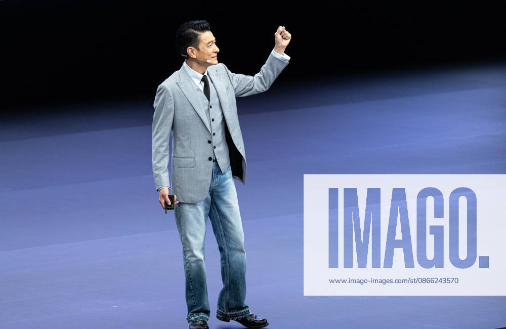 Andy Lau, brand ambassador for Ultimate Design, speaks at the launch event for the Huawei tri-fold Mate XT 2 on September 7, 2026 in Guangzhou, Guangdong Province of China. Huawei released its latest tri-fold smartphone featuring a new generation chip.