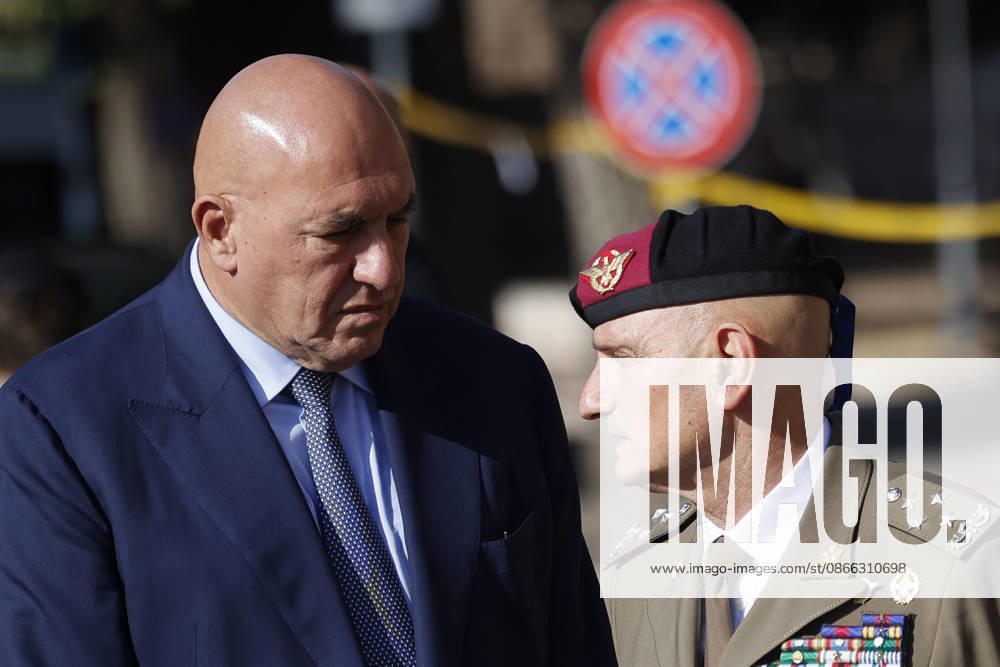 Defense Minister Guodo Crosetto and General Luciano Portolano, Italian Chief of the Defense Staff. Commemorative ceremony on the occasion of the 83rd anniversary of the Defense of Rome at Porta San Paolo and the Parco della Resistenza on September 8, Rome, September 8, 2026. Rome ITALY - ZUMAa289 20260908_zia_a289_204