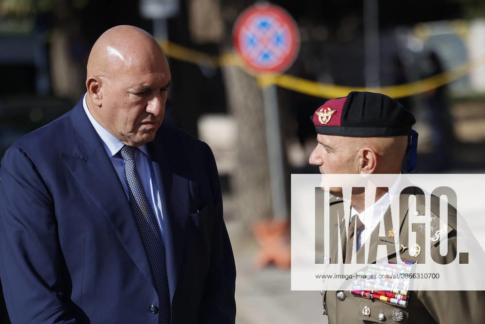 Defense Minister Guodo Crosetto and General Luciano Portolano, Italian Chief of the Defense Staff. Commemorative ceremony on the occasion of the 83rd anniversary of the Defense of Rome at Porta San Paolo and the Parco della Resistenza on September 8, Rome, September 8, 2026. Rome ITALY - ZUMAa289 20260908_zia_a289_205