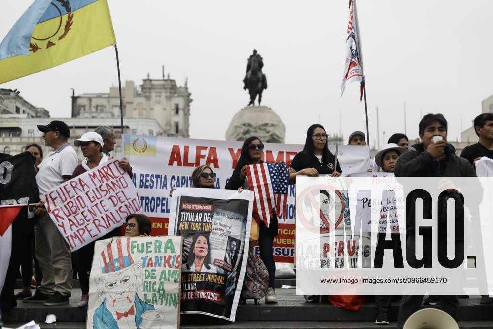 Protest against Marco Rubio’s visit to Lima LIMA, PERU - SEPTEMBER 09, 2026 People participate in a demonstration against the visit of U.S. Secretary of State Marco Rubio on September 9, 2026, in Lima, Peru. The Communist Party of Peru staged a protest against the official visit of U.S. Secretary of State Marco Rubio. The organization accuses him of promoting the blockade against Cuba and of being complicit in conflicts in the Middle East. The demonstration aims to express opposition to United States foreign policy. Klebher Vasquez Anadolu Lima Peru. Editorial use only. Please get in touch for any other usage.