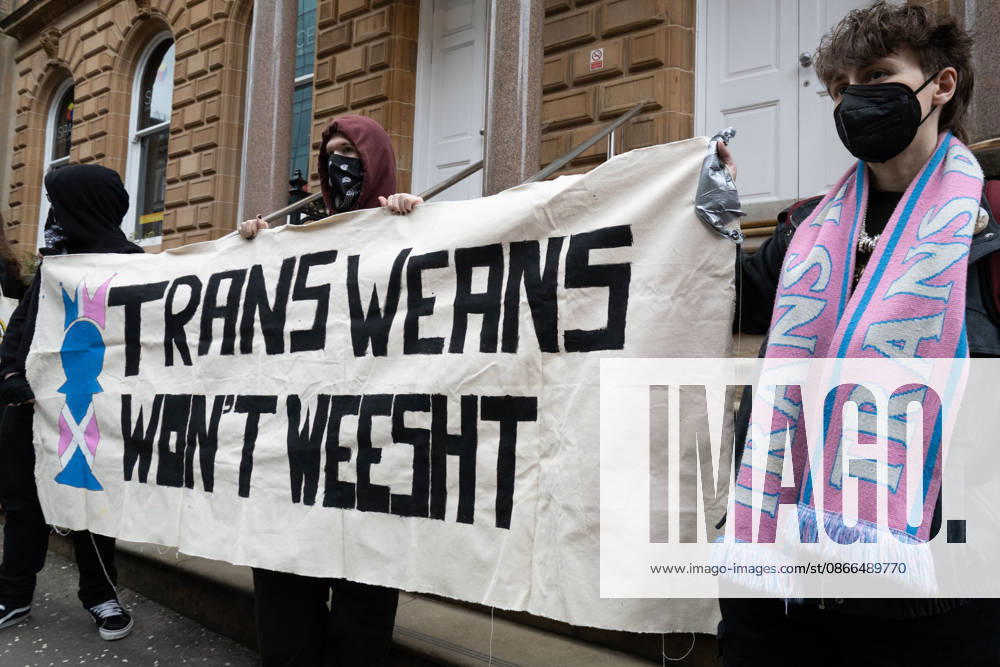 Transgender rights activists and allies held a protest outside the Glasgow office of the Equality and Human Rights Commission, opposing its ongoing stance, final proposals and guidance concerning the exclusion of transgender people from single-sex spaces and gendered services. Organised by Trans Weans Wont Wheesht, campaigners called on the equalities watchdog to respect trans rights and urged further outreach to local politicians. Glasgow UK - ZUMAs357 20260910_zip_s357_003