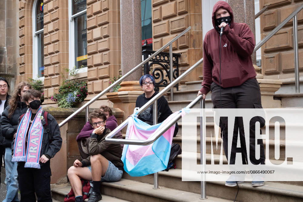 Transgender rights activists and allies held a protest outside the Glasgow office of the Equality and Human Rights Commission, opposing its ongoing stance, final proposals and guidance concerning the exclusion of transgender people from single-sex spaces and gendered services. Organised by Trans Weans Wont Wheesht, campaigners called on the equalities watchdog to respect trans rights and urged further outreach to local politicians. Glasgow UK - ZUMAs357 20260910_zip_s357_008