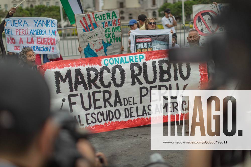 Protesters Rally Against Marco Rubios Visit to Peru LIMA, PERU SEPTEMBER 9, 2026: Protesters from left-wing civic and university collectives gather at Plaza San Martin in central Lima to demonstrate against the official visit of U.S. Secretary of State Marco Rubio to Peru. The demonstrators marched through the city centre into the evening during Rubios South American tour. Lima Peru