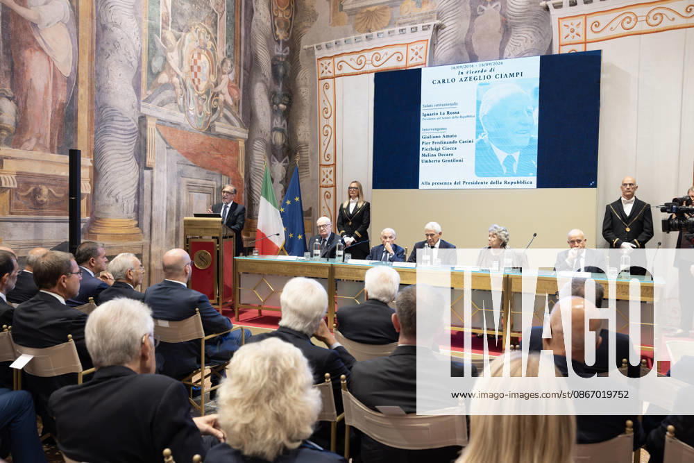 President of the Republic Sergio Mattarella speaks at the commemoration ceremony for President Emeritus Carlo Azeglio Ciampi, on the 10th anniversary of his death, Rome, 16 09 2026 Rome Italy - ZUMAa289 20260916_zia_a289_015