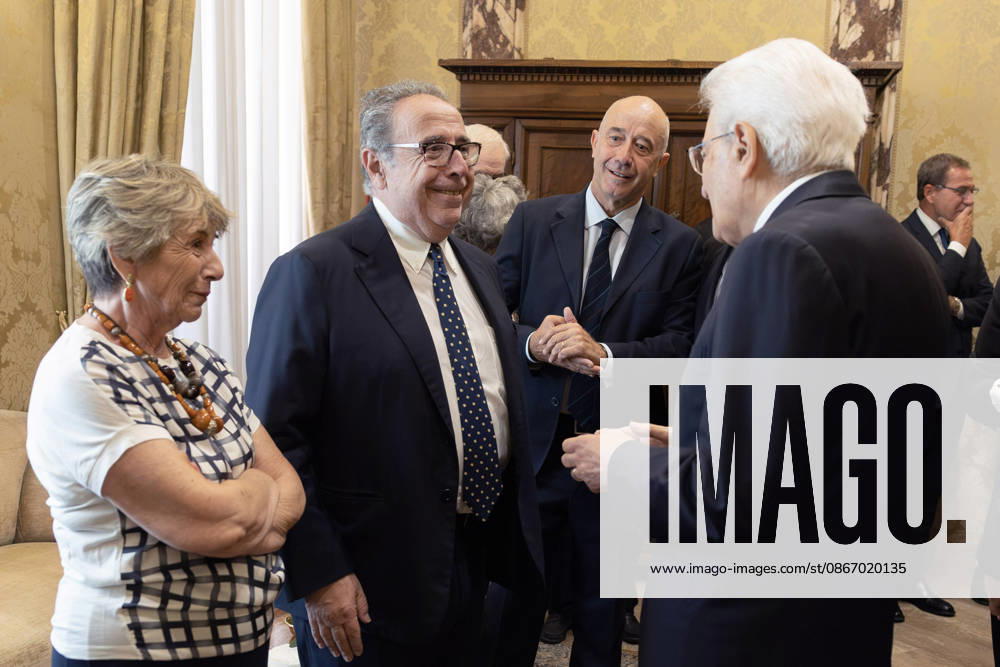 President of the Republic Sergio Mattarella with Gabriella Ciampi and Claudio Ciampi, children of President Emeritus Carlo Azeglio Ciampi, at the commemoration ceremony, Rome, 16 09 2026 Rome Italy - ZUMAa289 20260916_zia_a289_022