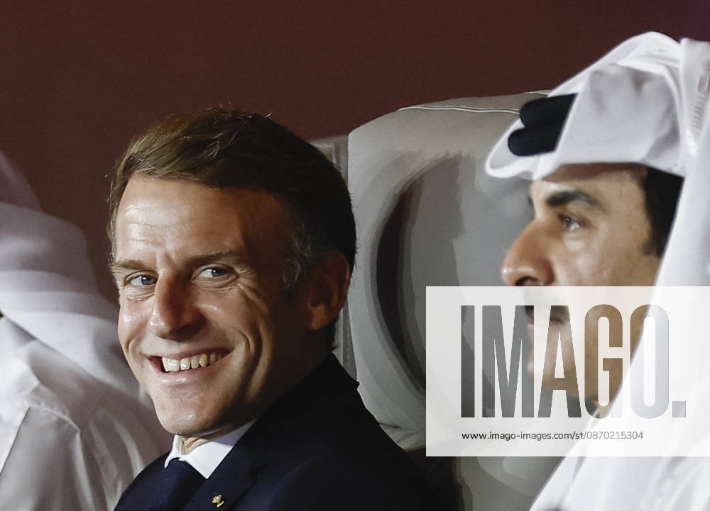 President Macron At The Opswf Summit During His Visit To Qatar French President Emmanuel Macron smiles while sitting next to Qatar s Emir Sheikh Tamim bin Hamad Al Thani as they attend the 9th Annual One Planet Sovereign Wealth Funds (OPSWF) Summit at the Rosewood Hotel in Lusail, Qatar, October 21, 2026. Photo by Benoit Tessier Pool ABACAPRESS.COM Lusail Qatar