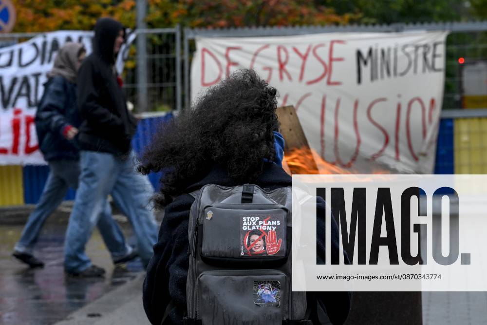 Student Protest Against Austerity 22 10 2026 IXELLES, BELGIUM - Students pictured protesting at the Universite Libre de Bruxelles (ULB) on October 22, 2026 in Ixelles, Belgium, 22 10 2026 Ixelles Belgium