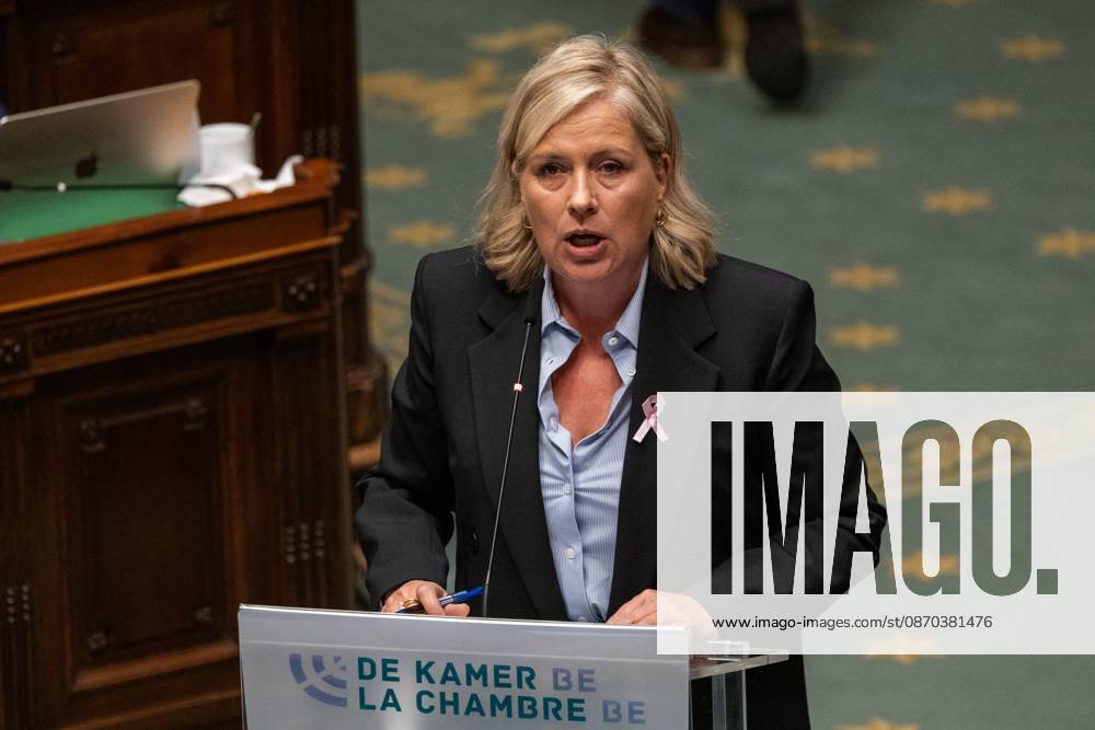 Minister of Public Modernisation Vanessa Matz pictured during a plenary session of the Chamber at the federal parliament in Brussels, Thursday 22 October 2026. NICOLASxMAETERLINCK 190655624