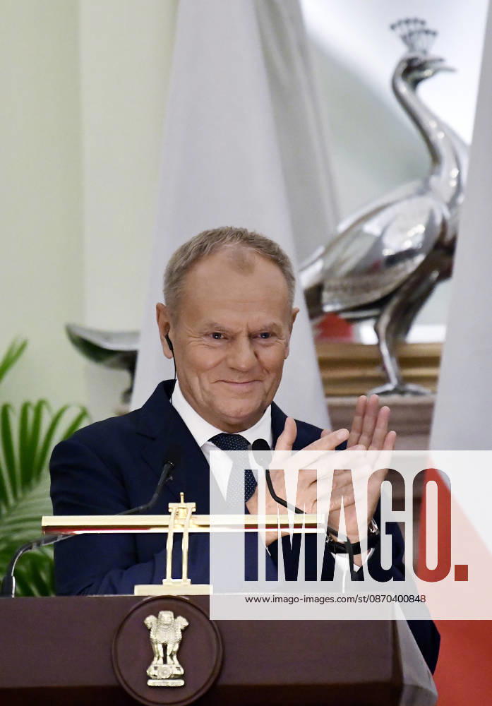 Poland PM Donald Tusk in India New Delhi, Oct 22 (ANI): Polish Prime Minister Donald Tusk speaks during the Joint Press Statement with Prime Minister Narendra Modi (unseen) at Hyderabad House, in New Delhi on Thursday. NEW DELHI Delhi India