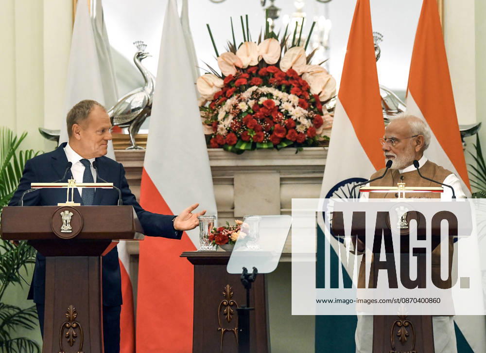 Poland PM Donald Tusk in India New Delhi, Oct 22 (ANI): Prime Minister Narendra Modi and Polish Prime Minister Donald Tusk interact during the Joint Press Statement at Hyderabad House, in New Delhi on Thursday. NEW DELHI Delhi India