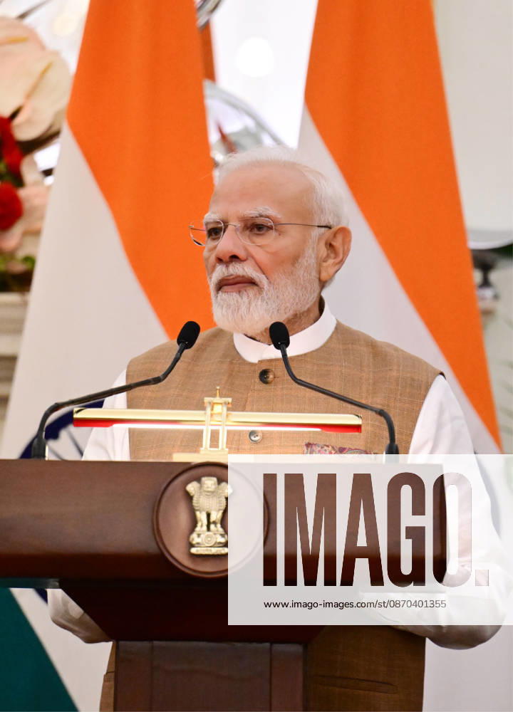 Press Statements by the Prime Ministers of India and Poland New Delhi, Oct 22 (ANI): Prime Minister Narendra Modi speaks during the Joint Press Statement with his Polish counterpart Donald Tusk (unseen) at Hyderabad House, in New Delhi on Thursday. (DPR PMO ANI Photo) New Delhi Delhi India