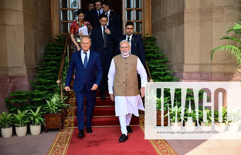 Poland PM Donald Tusk in India New Delhi, Oct 22 (ANI): Prime Minister Narendra Modi and Polish Prime Minister Donald Tusk at Hyderabad House, in New Delhi on Thursday. (@narendramodi X ANI Photo) New Delhi Delhi India
