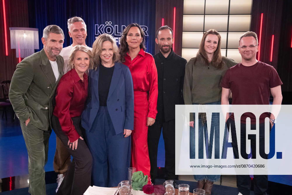 From left: Micky BEISENHERZ, host; Susan LINK, host; Bastian Basti CAMPMANN, singer with the band Casalla; Ann Kathrin KRAMER, actress, Natascha OCHSENKNECHT, former model, Igor LEVIT, pianist and musician, Jennifer SPRINGER, influencer, Ralf SCHMITZ, comedian and actor, appearing as a guest on the show Kölner Treff on WDR television