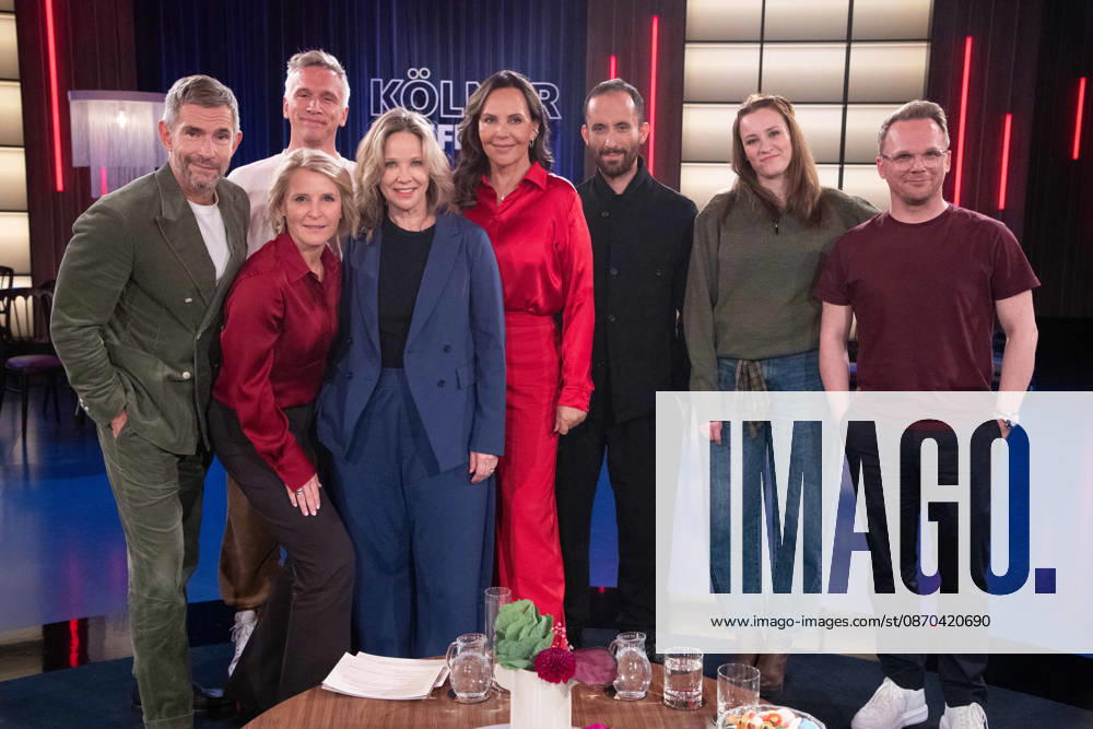 From left: Micky BEISENHERZ, host; Susan LINK, host; Bastian Basti CAMPMANN, singer with the band Casalla; Ann Kathrin KRAMER, actress, Natascha OCHSENKNECHT, former model, Igor LEVIT, pianist and musician, Jennifer SPRINGER, influencer, Ralf SCHMITZ, comedian and actor, appearing as a guest on the show Kölner Treff on WDR television