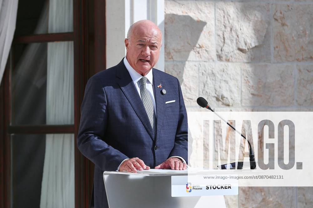Sveti Stefan, Montenegro, 22.10.2026: Auslandsreise des Kanzlers zum Berlin Prozess -Gipfel: Pressekonferenz mit dem Bundeskanzler von Österreich Christian Stocker