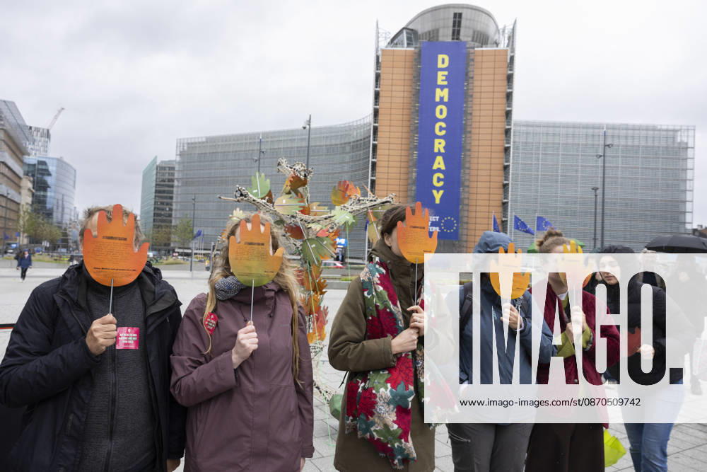 Hands off Nature Brussels, 23 10 2026 : Manifestation , Hands off Nature in the presence of Commissioner Jessika Roswall. Credit : Content Curation . Brussels Belgium