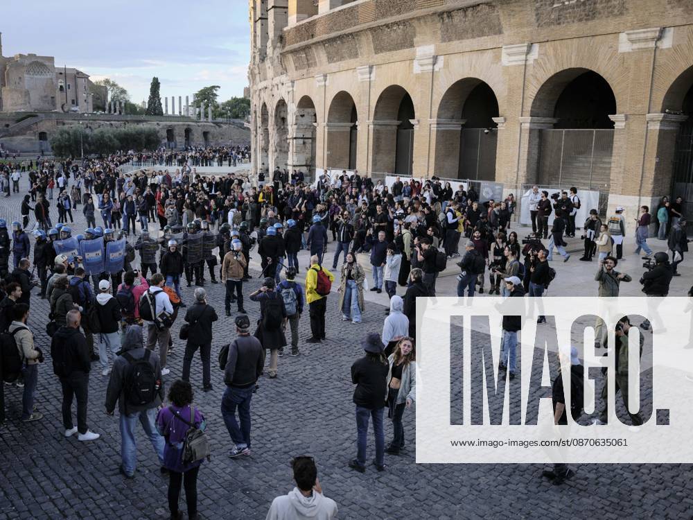 Rome Anti War Protest A crowd of demonstrators gathers outside the Colosseum during an anti-war protest in Rome, Italy on October 24, 2026. Demonstrators took part in an anti-war march under the slogan Keep Italy Out of the War . Protesters further voiced opposition to Italy s involvement in armed conflicts, military rearmament and government policies. Rome Lazio Italy