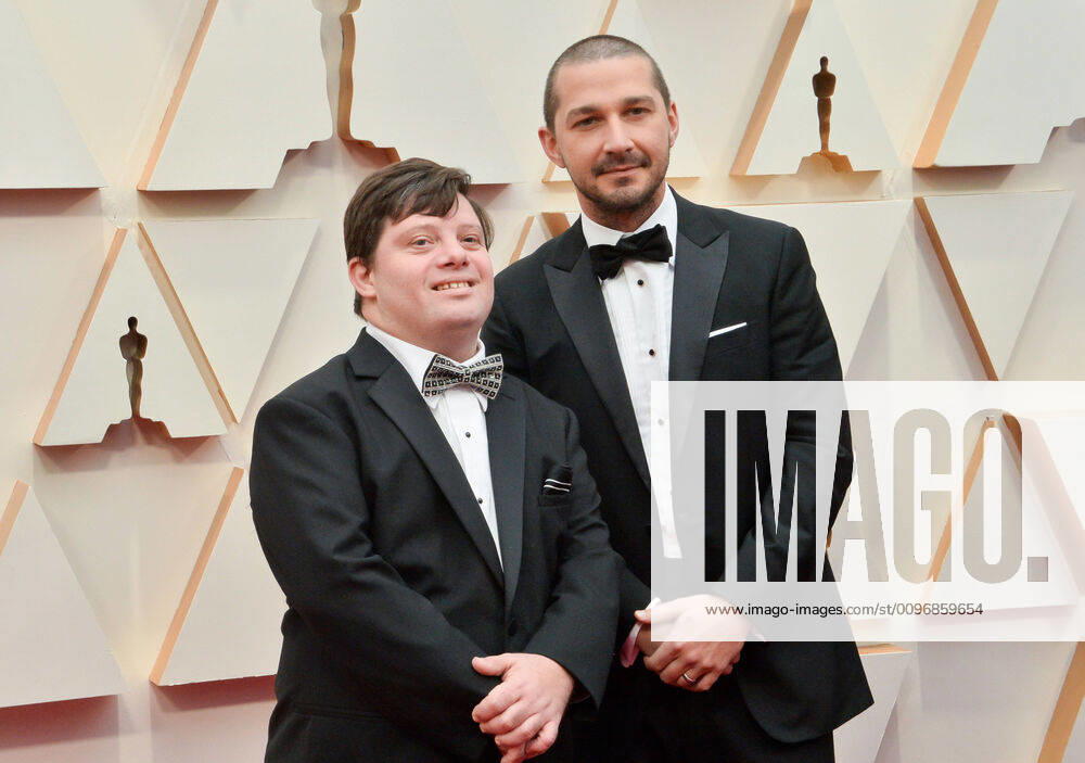 Zack Gottsagen (L) and Shia LaBeouf arrive for the 92nd annual Academy Awards at the Dolby Theatre in the Hollywood section of Los Angeles on Sunday, February 9, 2020. LAP20200209676 JIMxRUYMEN