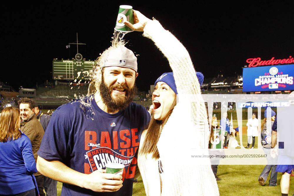 Chicago Cubs pitcher Jake Arrieta, wife Brittney, daughter, Palmer