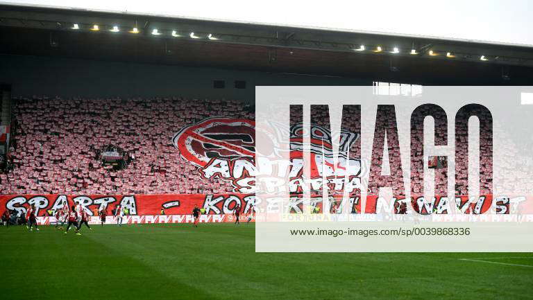 SK Slavia Praha soccer fans show banner reads anti-Sparta during the  Czech first soccer league, Stock Photo, Picture And Rights Managed  Image. Pic. CKP-P201904140547701