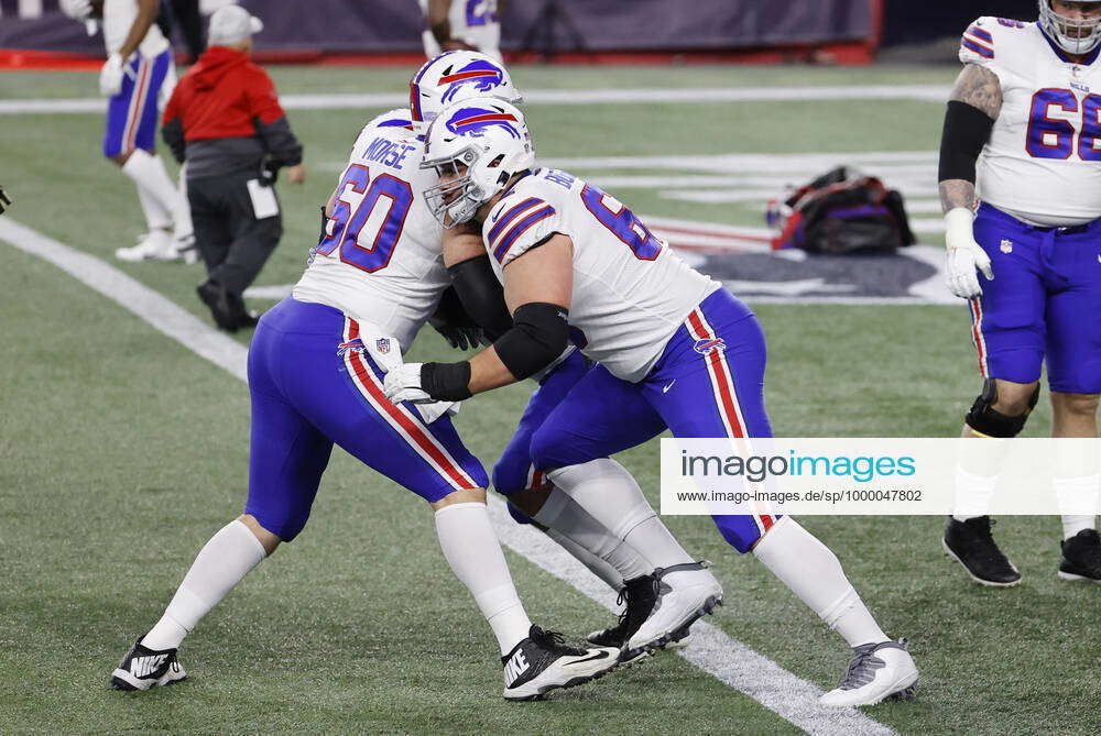 Buffalo Bills guard Ike Boettger (65) and New England Patriots