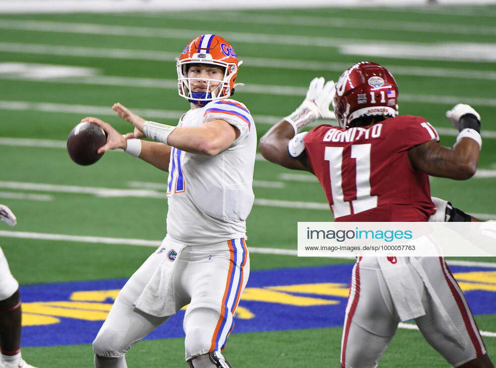 Florida quarterback Kyle Trask throws against the Oklahoma Sooners