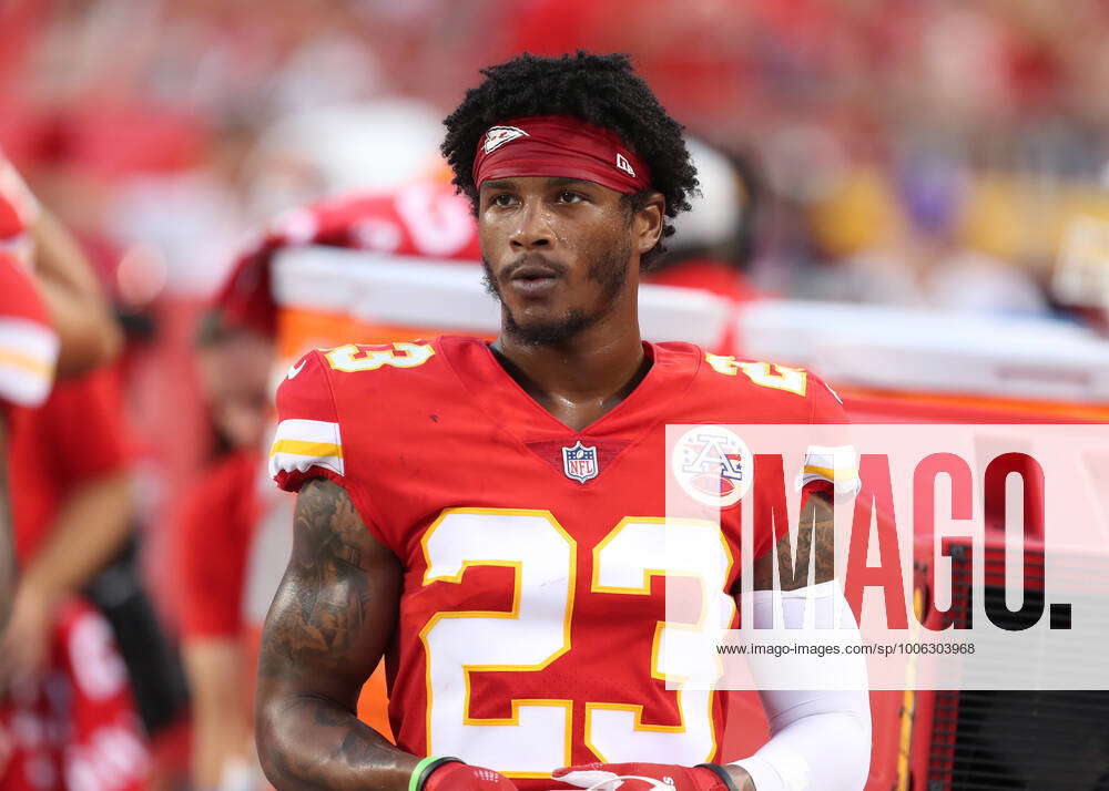 Kansas City Chiefs defensive back Armani Watts (23) celebrates his