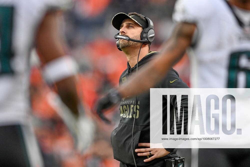 Philadelphia Eagles head coach Nick Sirianni against the Denver Broncos in  the first half of an NFL football game Sunday, Nov 14, 2021, in Denver. (AP  Photo/Bart Young Stock Photo - Alamy