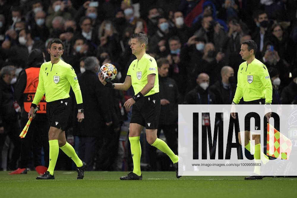 PARIS Referee Daniele Orsato with his assistants Ciro Carbone