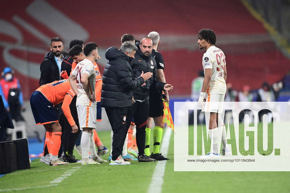 Coach Domenec Torrent And Sacha Boey Of Galatasaray During The.