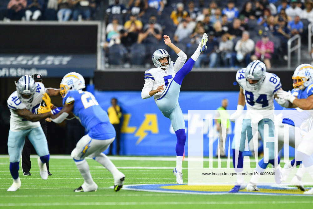 Dallas Cowboys punter Bryan Anger (5) stretches prior to an NFL football  game against the New England Patriots, Sunday, Oct. 17, 2021, in  Foxborough, Mass. (AP Photo/Stew Milne Stock Photo - Alamy