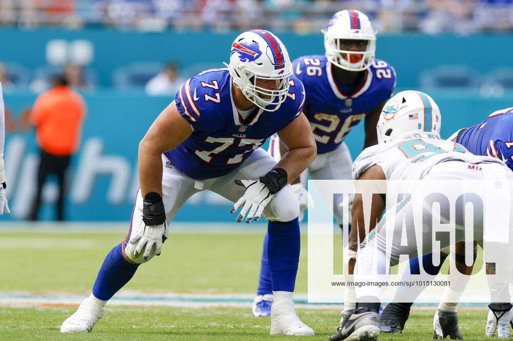 Detroit Lions vs Buffalo Bills Buffalo Bills offensive tackle David  Quessenberry (77) walks off the