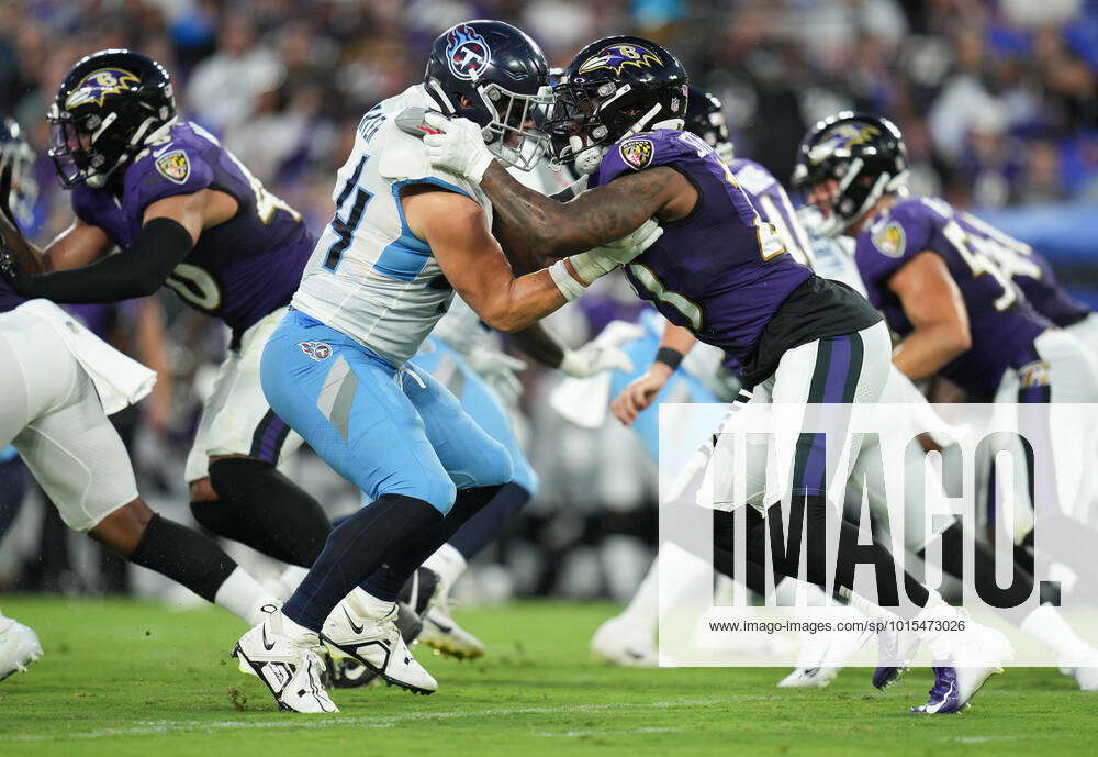 Tennessee Titans fullback Tory Carter (44) in action during the second  quarter of a NFL preseason football game against the Baltimore Ravens,  Thursday, Aug 11, 2022, in Baltimore. (AP Photo/Terrance Williams Stock