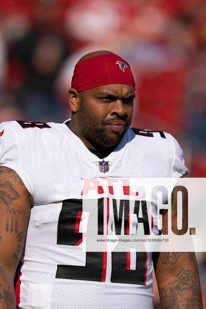 Atlanta Falcons defensive tackle Mike Pennel (98) walks off the field after  the San Francisco 49ers defeated the Falcons during an NFL football game in  Santa Clara, Calif., Sunday, Dec. 19, 2021. (