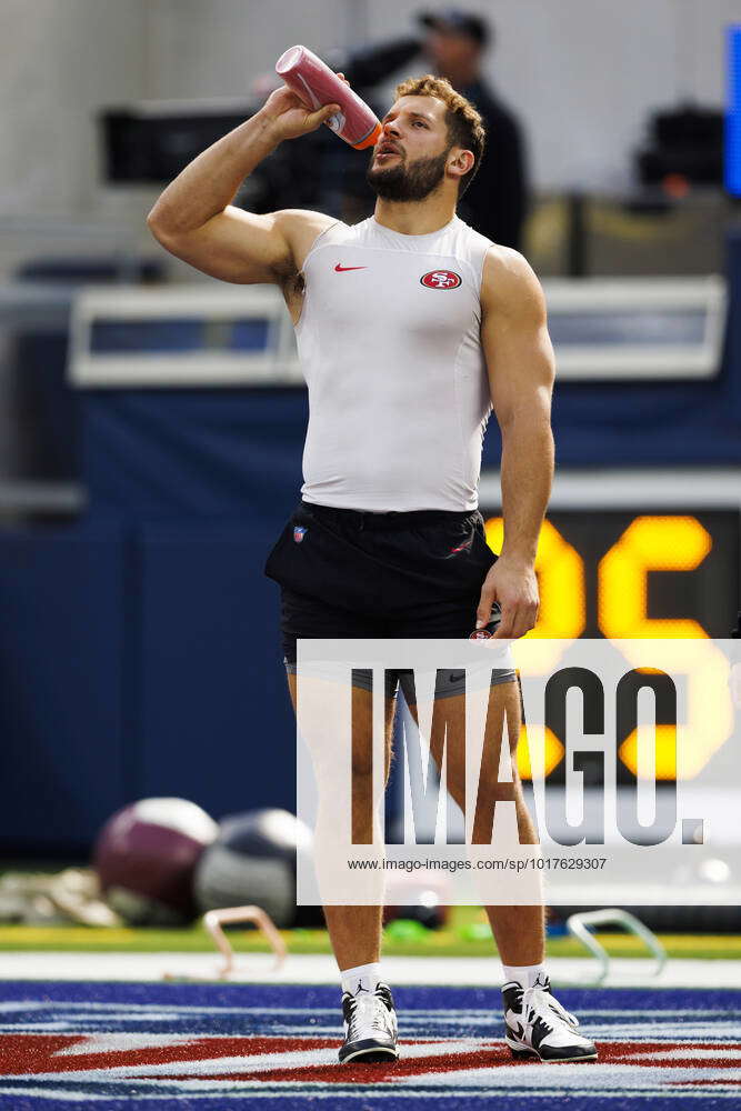 San Francisco 49ers defensive end Nick Bosa (97) reacts during an NFL  football game against the Los Angeles Rams, Sunday, Oct. 30, 2022, in  Inglewood, Calif. (AP Photo/Kyusung Gong Stock Photo - Alamy