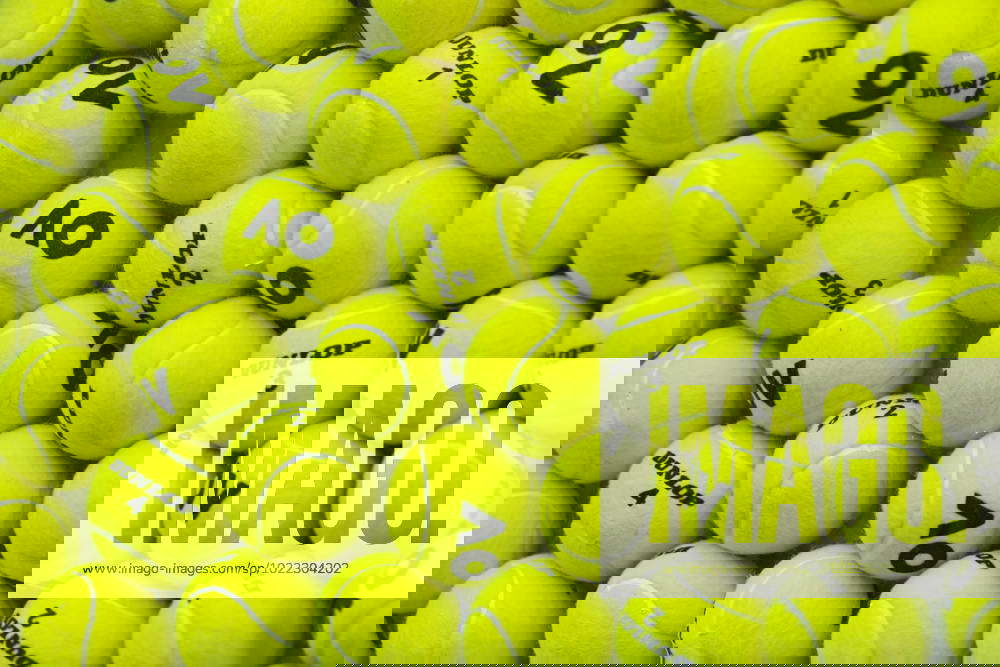 TENNIS AUSTRALIAN OPEN COLOUR, Australian Open tennis balls are seen