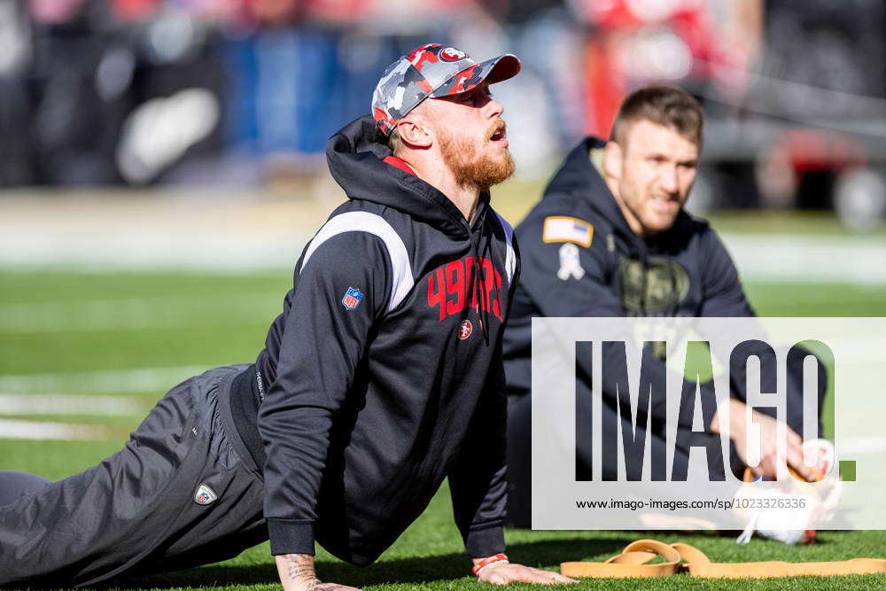 San Francisco 49ers tight end George Kittle (85) warms up during