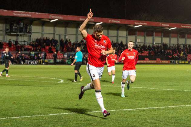 Salford City FC v Walsall Sky Bet League 2 Matt Smith of Salford City celebrates after scoring his s