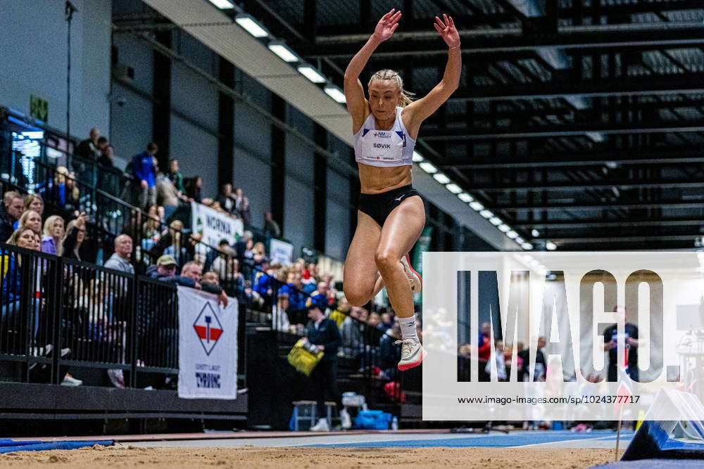 230218 Elise Sovik of Tjalve IK competes in womens triple jump during