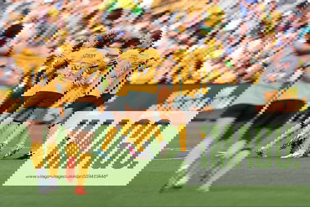 SOCCER AUSTRALIA SPAIN, Cortnee Vine of Australia celebrates after scoring a goal during the