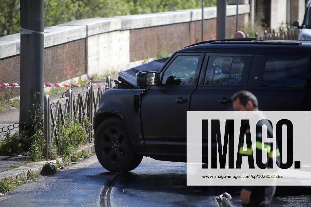 Rome Italy 16.04.2023 Car accident against a tram for the Lazio